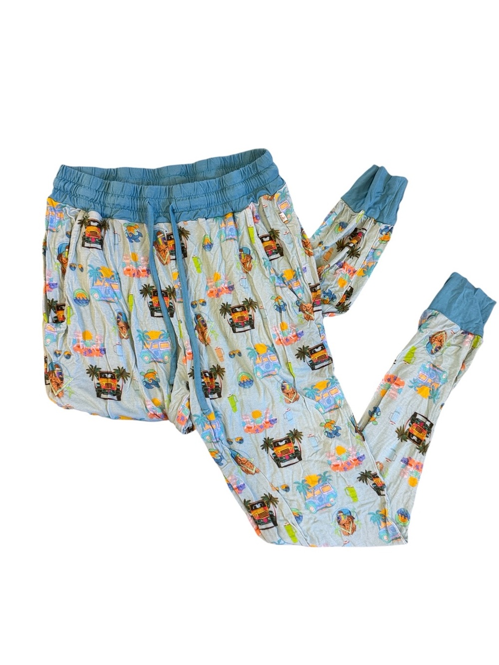 Monkeeroos Blue Tropical Print Pajama Pants